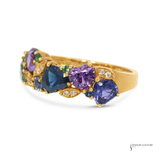 14K Yellow Gold Multi-Color Sapphire & Green Garnet Ring – 3.26ct Colored Sapphires, 0.08ct Green Garnet, 0.05ct Diamond Accent Ring | Fine Gemstone Jewelry