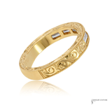 14K Yellow Gold Hand-Carved Lab Grown Diamond Band | One-of-a-Kind