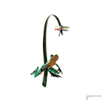 A green frog and snakebite style brooch with a small dragonfly accent, shown on a plain white background.