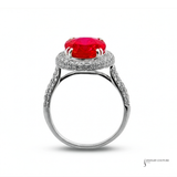 14KT White Gold Oval Ruby Pavé Diamond Engagement Ring 9.72 carat