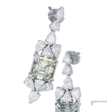 Custom Asscher-Cut Light Green Diamond Drop Earrings in 14K White Gold | Natural Diamonds