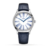 Omega De Ville Trésor Quartz 39mm Diamond Watch | White Dial | Blue Leather Strap | Ref. 428.18.39.60.04.001