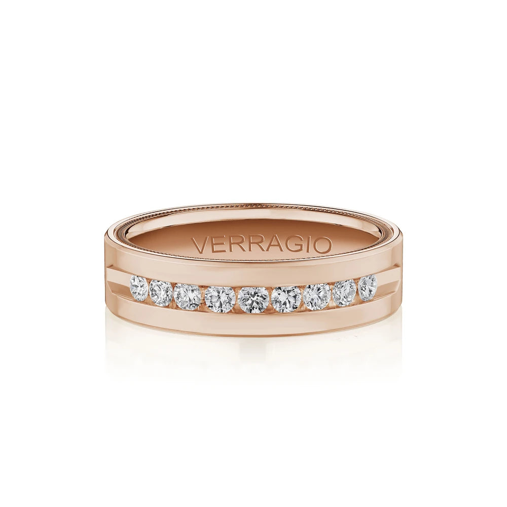Verragio VWRD-6703-25 Channel-Set Diamond Men's Wedding Band - Rose Gold