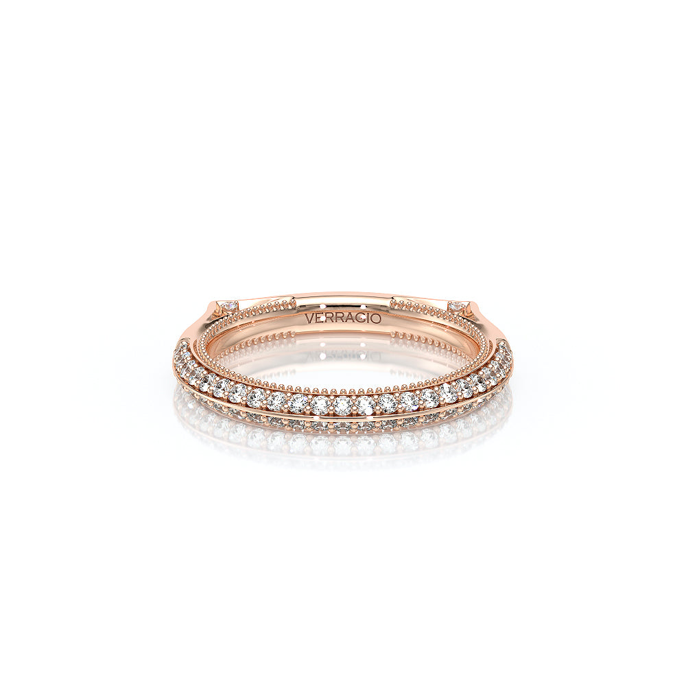 Verragio VANGUARD-2204W Knife-Edge Round Diamond Wedding Band - Rose Gold