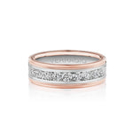 Verragio VWRD-7701-3 Channel-Set Diamond Men's Wedding Band - 14K Two Tone Rose/White Gold