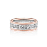 Verragio VWRD-7701-3 Channel-Set Diamond Men's Wedding Band - 14K Two Tone Rose/White Gold
