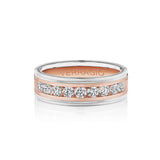 Verragio VWRD-7701-3 Channel-Set Diamond Men's Wedding Band - 14K Two Tone White/Rose Gold