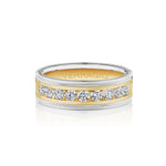 Verragio VWRD-7701-3 Channel-Set Diamond Men's Wedding Band - 14K Two Tone White/Yellow Gold