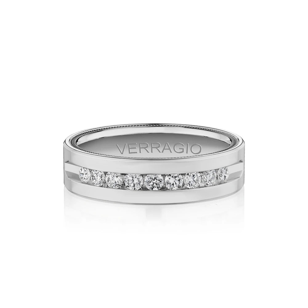 Verragio VWRD-6703-25 Channel-Set Diamond Men's Wedding Band - White Gold and Platinum