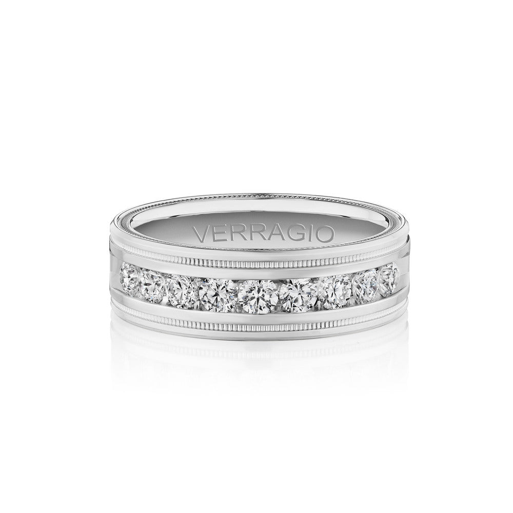 Verragio VWRD-7701-3 Channel-Set Diamond Men's Wedding Band - White Gold and Platinum