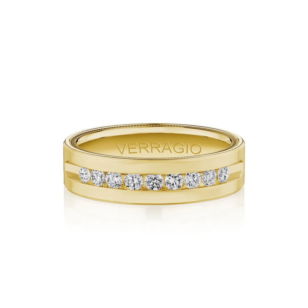 Verragio VWRD-6703-25 Channel-Set Diamond Men's Wedding Band - Yellow Gold