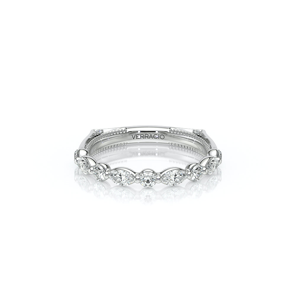 Verragio VANGUARD-2202W-25 Round and Marquise Diamond Wedding Band - White Gold and Platinum