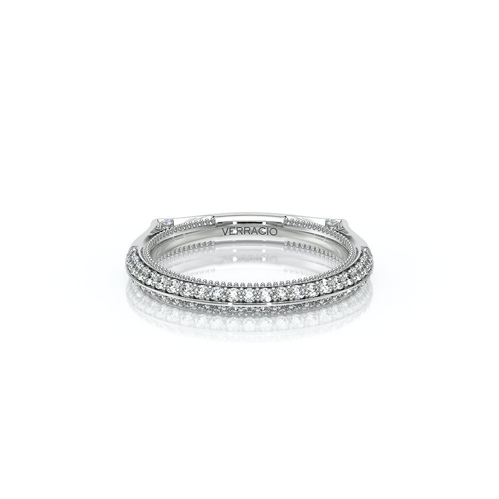 Verragio VANGUARD-2204W Knife-Edge Round Diamond Wedding Band - White Gold and Platinum