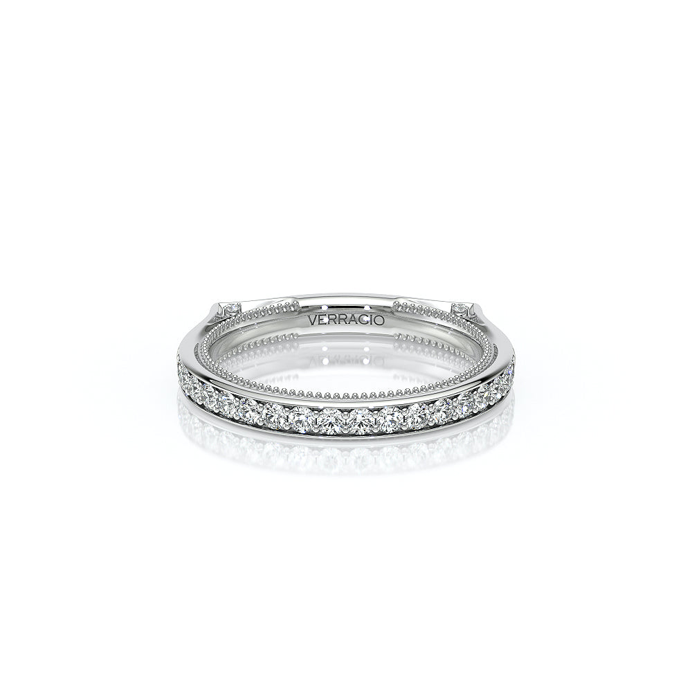 Verragio VANGUARD-2207W Shared-Prong Round Diamond Wedding Band - White Gold and Platinum