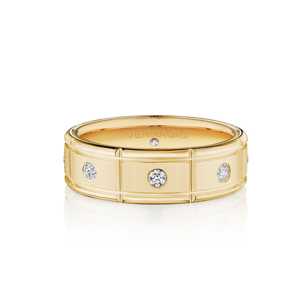 Verragio VWD-7910 Satin-Finish Diamond Men's Wedding Band - Yellow Gold