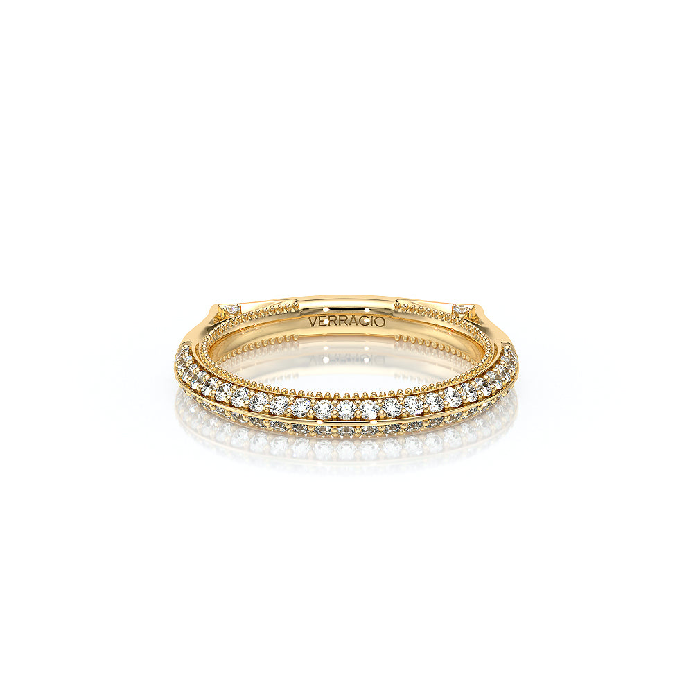 Verragio VANGUARD-2204W Knife-Edge Round Diamond Wedding Band - Yellow Gold