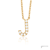 14K Yellow Gold Diamond Initial “J” Necklace – Adjustable 18” Chain | Personalized Letter Pendant