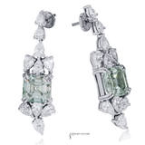 Custom Asscher-Cut Light Green Diamond Drop Earrings in 14K White Gold | Natural Diamonds