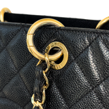 CHANEL Black Caviar GST Leather Grand Shopping Tote In Black Pre-Owned