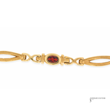 14K Yellow Gold Garnet Bracelet – Elegant Link Design  Fine Jewelry Bracelet