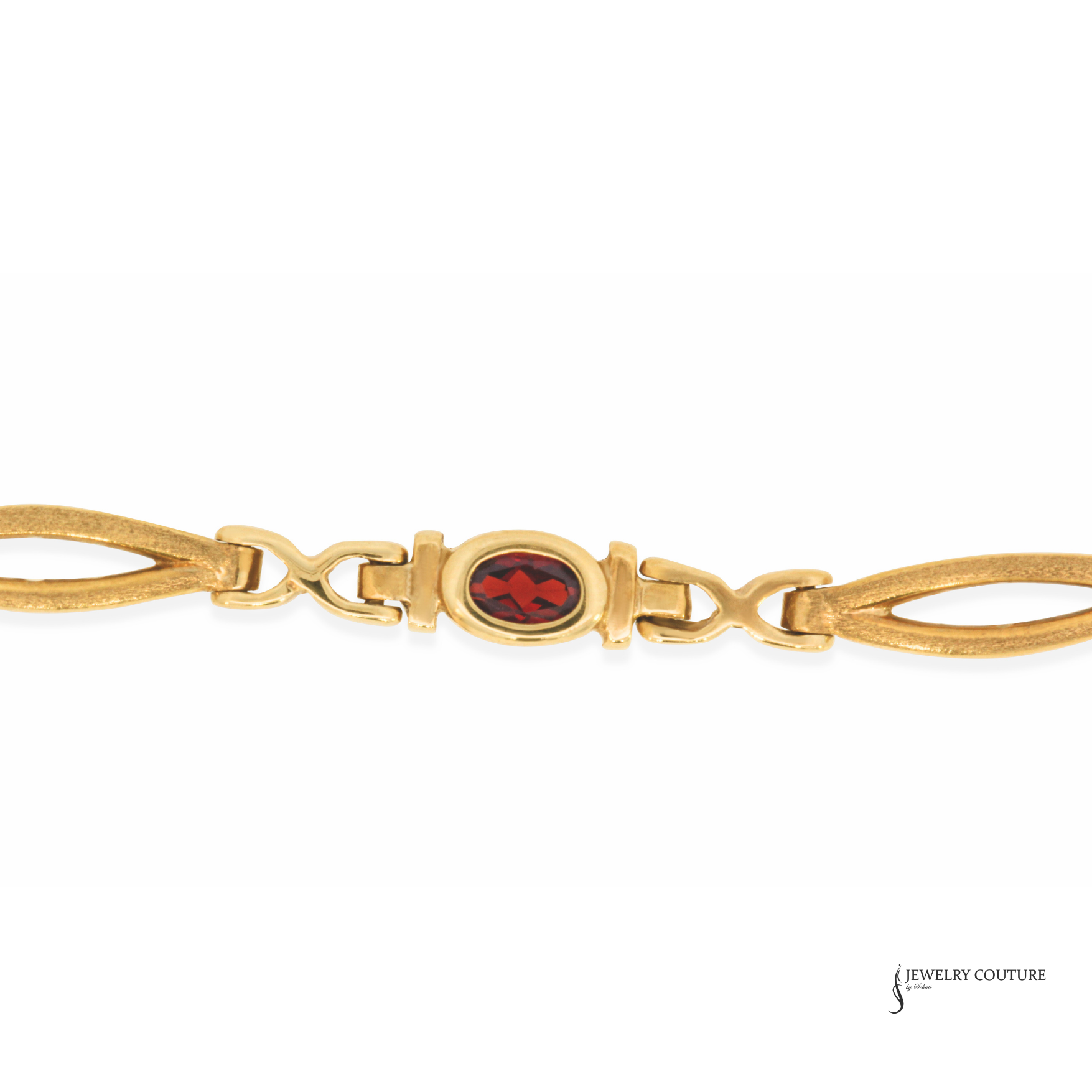 14K Yellow Gold Garnet Bracelet – Elegant Link Design  Fine Jewelry Bracelet