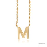 14K Yellow Gold Diamond Letter M Necklace Initial Pendant, Adjustable 18” Chain, Fine Gold Alphabet Jewelry Gift