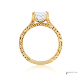 14K Yellow Gold Lab Grown Diamond Engagement Ring Hand-carved D/VVS2 Radiant Cut, Size 6.5 | Luxury Ethical Diamond Ring