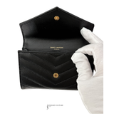 Saint Laurent YSL Monogram Small Flap Wallet in Grained Leather Pre-Owned