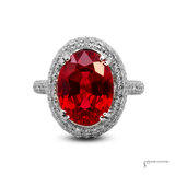 14KT White Gold Oval Ruby Pavé Diamond Engagement Ring 9.72 carat