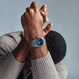 Tissot PRX Powermatic 80 40mm blue dial on the wrist