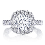 Tacori HT2653CU9 Petite Crescent Platinum Cushion Cut Engagement Ring | Designer Bridal Ring