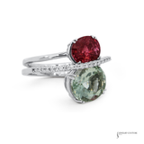 18K White Gold Green Amethyst & Pink Tourmaline Diamond Ring – Diamond Multigemstone Statement Ring