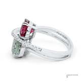 18K White Gold Green Amethyst & Pink Tourmaline Diamond Ring – Diamond Multigemstone Statement Ring