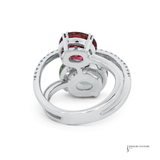 18K White Gold Green Amethyst & Pink Tourmaline Diamond Ring – Diamond Multigemstone Statement Ring