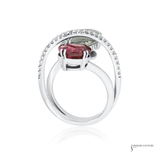 18K White Gold Green Amethyst & Pink Tourmaline Diamond Ring – Diamond Multigemstone Statement Ring