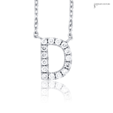 Initial “D” Pendant Necklace 14K White Gold Diamond | 17.4” Chain