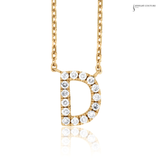 14K Yellow Gold Diamond Letter D Initial Necklace – Adjustable 18” Personalized Pendant