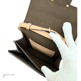 FENDI Swarovski Crystal FAB SHOULDER Beige Neutral Flat baguette leather crossbody bag Pre-Owned