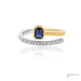 14KT Yellow Gold and Platinum Sapphire Diamond Ring