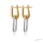 18K two-tone paperclip diamond earrings, side profile