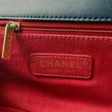 Chanel Black Lambskin Medium Red Stitching Single Flap Double Chain Bag Pre-Owned
