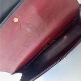 Chanel Vintage Classic Double Flap Bag Black Quilted Lambskin Bijoux Chain Burgundy Interior Pre-Owned