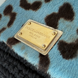 Dolce & Gabbana Miss Sicily Blue Leopard Print Pony Hair & Crochet Mini Shoulder Bag Pre Owned