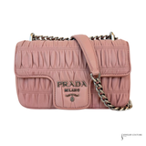 Prada Nappa Gaufre Leather Crossbody Chain Flap Shoulder Bag Pink Cipria Pre-Owned