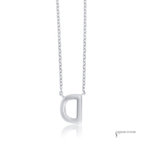 Initial “D” Pendant Necklace 14K White Gold Diamond | 17.4” Chain