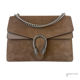 GUCCI Dionysus Medium Brown shoulder bag Suede and Leather Taupe Pre-Owned