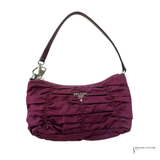 Prada Tessuto Gaufre Ruched Nylon Mini Shoulder Bag | Burgundy Wine Pre-Owned