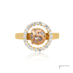Gold ring with '15' design on a white background