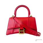 Balenciaga Small Hourglass Top Handle Bag in Bright Red Shiny Box Calfskin Pre-Owned