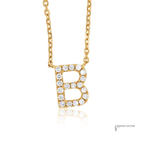 Initial “B” Pendant Necklace 14K Yellow Gold Diamond | 0.12 CT T.W. Diamonds | 17.4” Chain